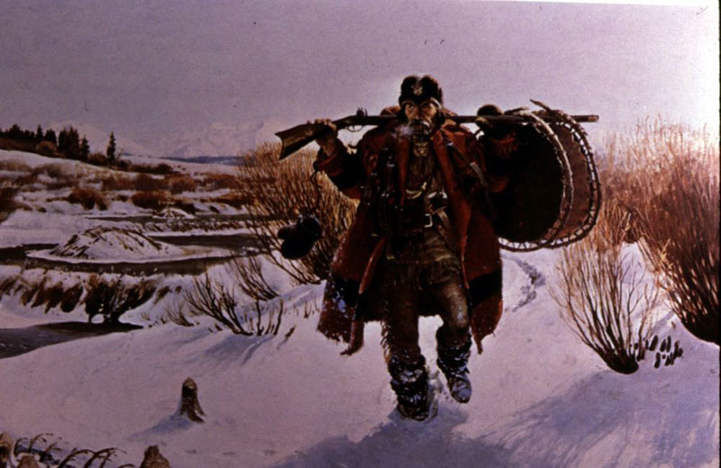 Man Walking with Furs